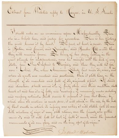Lot #127 Daniel Webster Manuscript Quotation