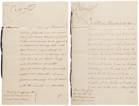 Lot #156 King George III (2) Documents Signed,