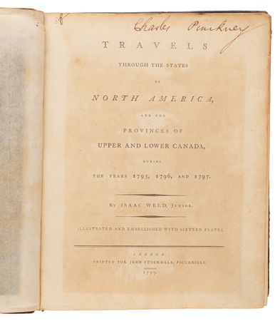 Lot #114 Charles Pinckney Signed Book - Travels Through the States of North America by Isaac Weld, Jr. - Image 2