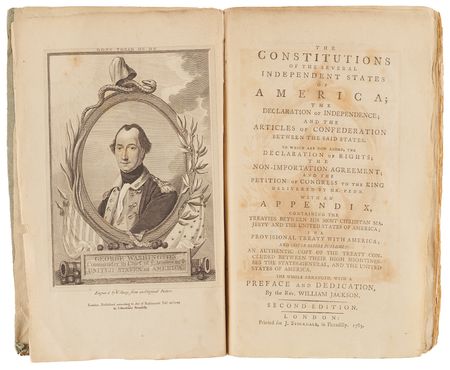 Lot #227 Rev. William Jackson: The Constitutions of the Several Independent States of America; The Declaration of Independence; and the Articles of Confederation Between the Said States (Second Edition, 1783) - Image 2