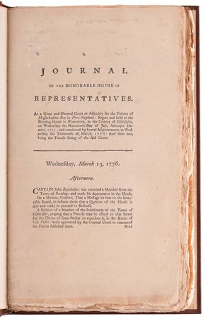 Lot #106 Journal of the House of Representatives of the Colony of Massachusetts-Bay (1776) - Image 2