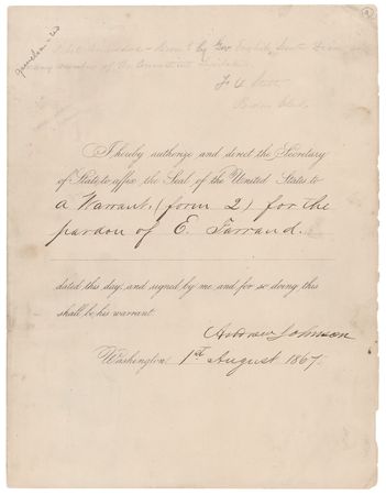 Lot #29 Andrew Johnson Document Signed as