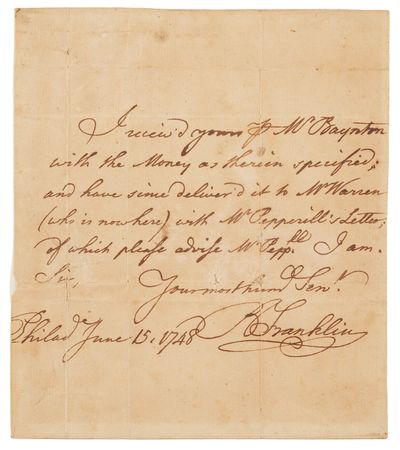 Lot #91 Benjamin Franklin Autograph Letter Signed,