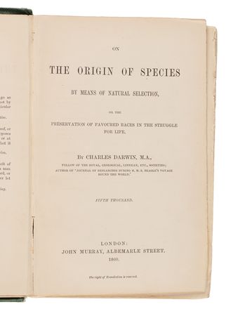 Lot #179 Charles Darwin Signature in On the Origin of Species (Second Edition, 1860) - Image 5