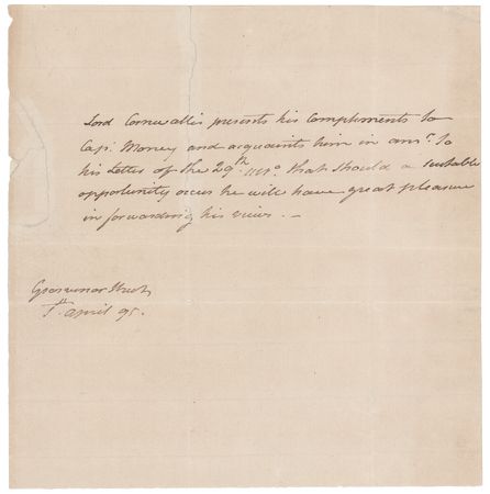 Lot #225 Charles Cornwallis Autograph Letter