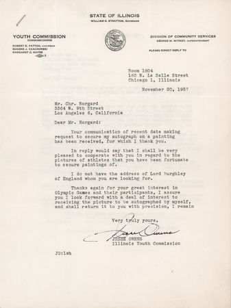 Lot #447 Jesse Owens Typed Letter Signed: Thanks