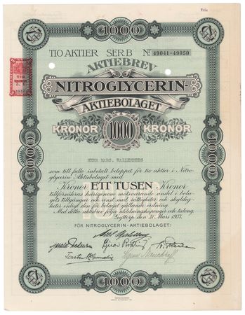 Lot #184 [Alfred Nobel] Nitroglycerin Aktiebolaget