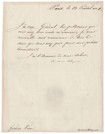 Lot #149 Charles Maurice de Talleyrand Letter