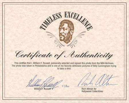 Lot #448 Bill Russell Signed Photograph (Ltd. Ed. #47/300) - Image 2