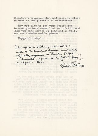 Lot #40 Herbert Hoover: Lewis Strauss Signed Souvenir Typescript - Image 6