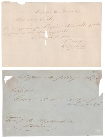 Lot #138 Giuseppe Garibaldi (2) Letters Signed