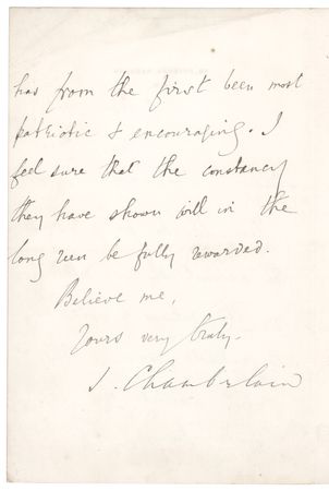 Lot #134 Joseph Chamberlain Autograph Letter Signed on the Boer War - Image 2
