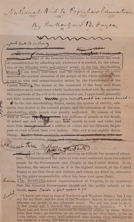 Lot #32 Rutherford B. Hayes Signed Revised Paste-Up Address, Advocating Universal Public Education and Federal Support for Schooling in the Post-Reconstruction Era - Image 2