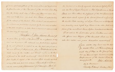 Lot #9 [John Adams] Manuscript Proclamation of an Act of Congress, Suspending Trade with France - Image 2