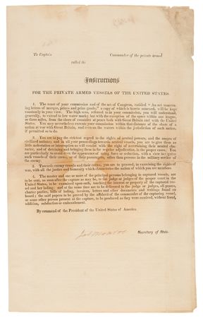 Lot #16 James Monroe Document Signed as Secretary