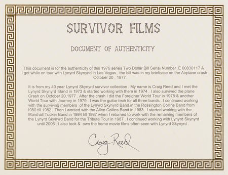 Lot #355 Lynyrd Skynyrd (3) Recovered Crash Site Currency - From the Collection of Guitar Tech Craig Reed - Image 10