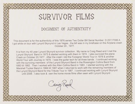 Lot #355 Lynyrd Skynyrd (3) Recovered Crash Site Currency - From the Collection of Guitar Tech Craig Reed - Image 9