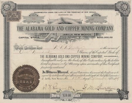 Lot #202 Pat Garrett Document Signed - Alabama