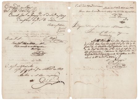 Lot #133 Simon Bolivar Document Signed, Granting a Military Promotion as 