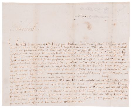 Lot #154 King Charles I Document Signed on Tithes