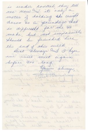 Lot #302 Ernest Hemingway Letter Signed from Mayo Clinic, 1961 - One of Hemingway's Last Recorded Letters - Image 2