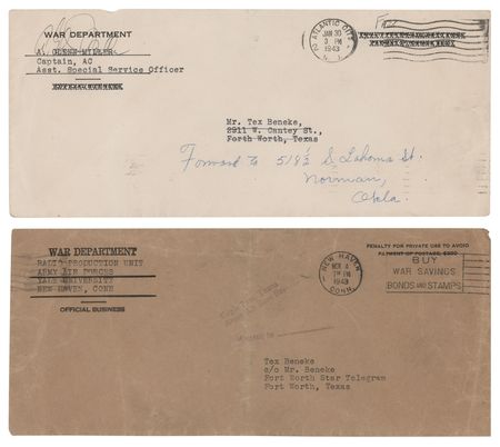 Lot #313 Glenn Miller (2) War-Dated Typed Letters Signed to Tex Beneke - 