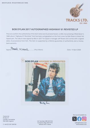 Lot #337 Bob Dylan Signed Album - Highway 61 Revisited - Image 2