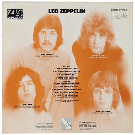 Lot #351 Led Zeppelin Signed Self-Titled Debut Album - Personally Procured by John Bonham for a Fellow Snooker Player - Image 2