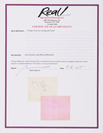 Lot #342 Jimi Hendrix Signature - 
