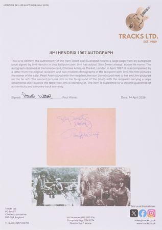 Lot #342 Jimi Hendrix Signature - 