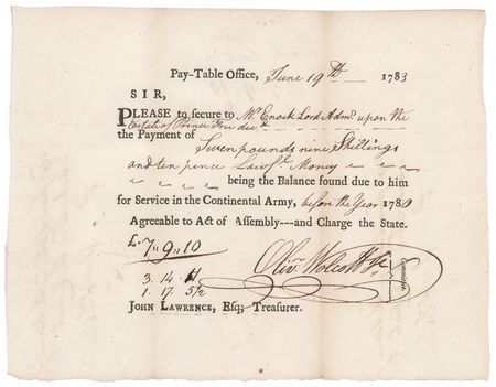 Lot #240 Oliver Wolcott, Jr. Signed Connecticut