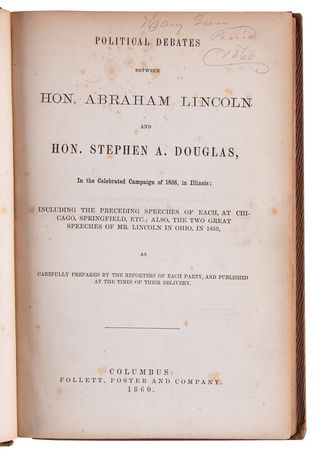 Lot #26 Lincoln-Douglas Debates (First Edition, First Issue, 1860) - Image 2