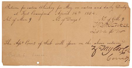 Lot #22 Zachary Taylor Document Signed for Whiskey