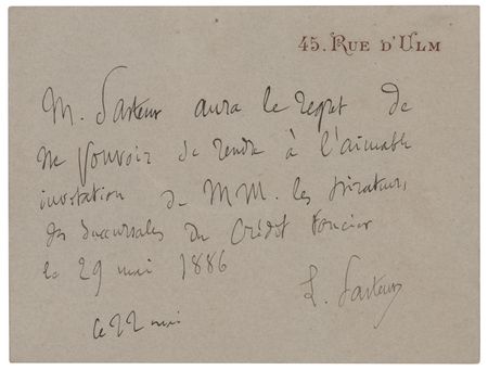 Lot #185 Louis Pasteur Autograph Letter Signed