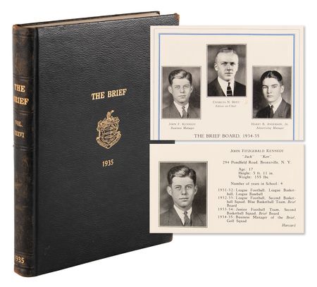Lot #56 John F. Kennedy 1935 Choate 'The Brief' Yearbook - Image 1
