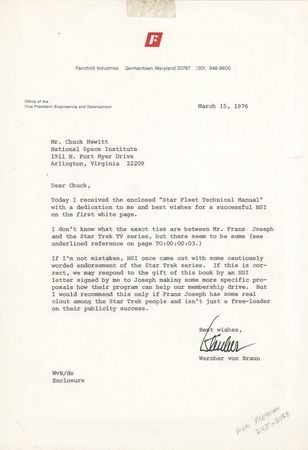 Lot #257 Wernher von Braun Typed Letter Signed on