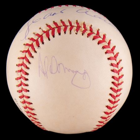 Lot #435 Hank Aaron and Al Downing Signed Baseball - Image 2