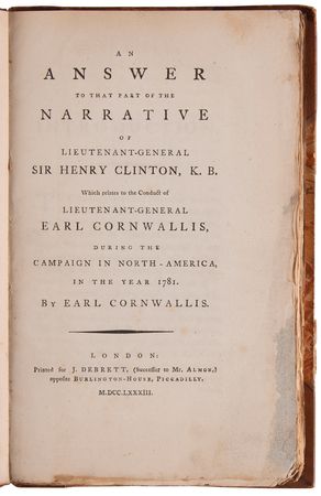 Lot #222 Henry Clinton and Earl Cornwallis Yorktown Controversy Book (First Edition, 1783) - Image 2