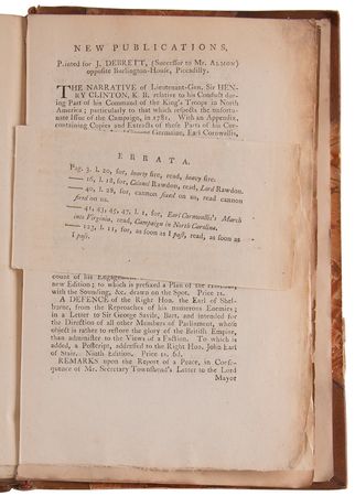 Lot #222 Henry Clinton and Earl Cornwallis Yorktown Controversy Book (First Edition, 1783) - Image 4