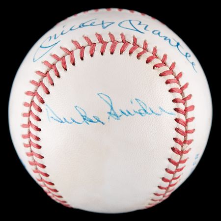 Lot #443 Mantle, Mays, and Snider Signed Baseball - Image 2