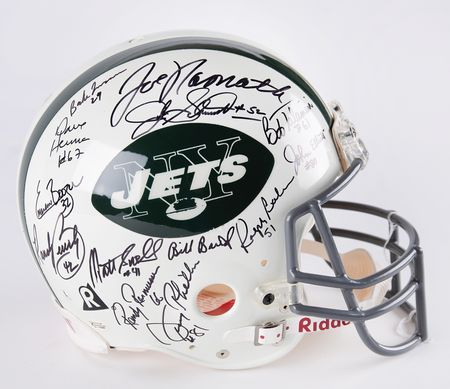 Lot #445 NY Jets: 1969 Super Bowl Champions Team-Signed Football Helmet - Image 2