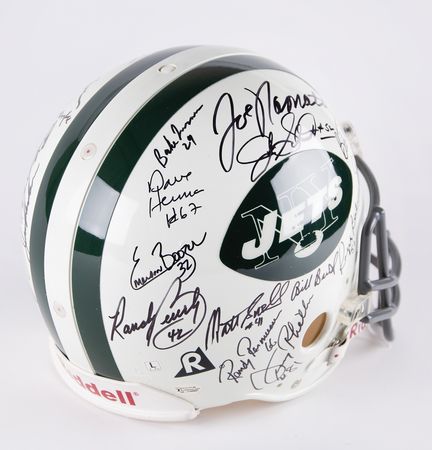 Lot #445 NY Jets: 1969 Super Bowl Champions Team-Signed Football Helmet - Image 3