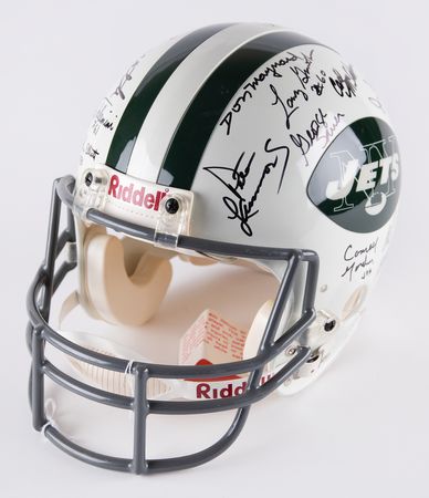 Lot #445 NY Jets: 1969 Super Bowl Champions Team-Signed Football Helmet - Image 6