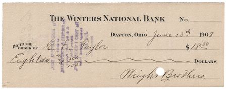 Lot #254 Orville Wright Signed Check as Wright