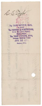 Lot #254 Orville Wright Signed Check as 