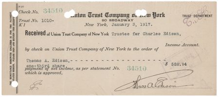 Lot #180 Thomas Edison War-Dated Document Signed -