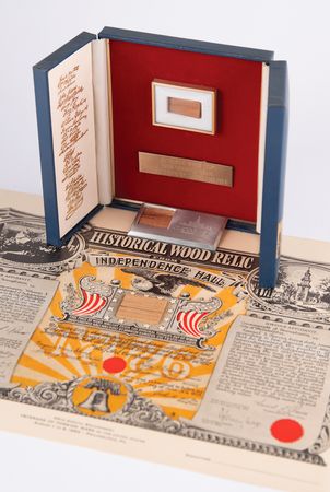 Lot #105 Independence Hall (3) Wood Relics