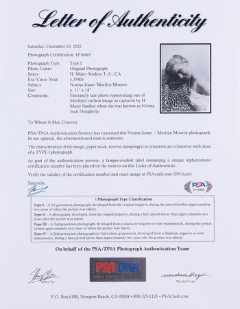 Lot #418 Marilyn Monroe Oversized Original Photograph by H. Maier Studios - PSA Type I - Image 2