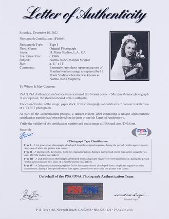 Lot #419 Marilyn Monroe Oversized Original Photograph by H. Maier Studios - PSA Type I - Image 2