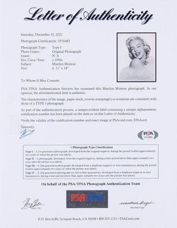 Lot #421 Marilyn Monroe Oversized Original Photograph - PSA Type I - Image 2